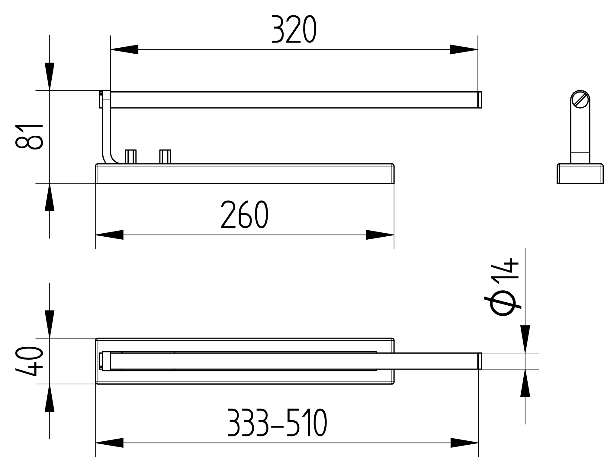 Handtuchhalter ausziehbar | 320 mm