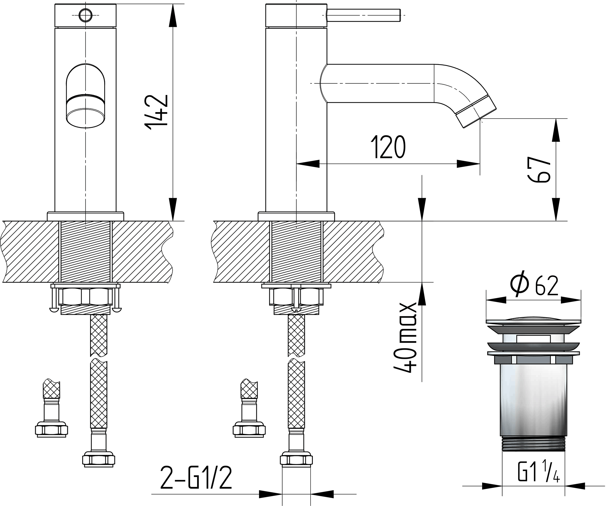 Waschtisch-Einhebelmischbatterie